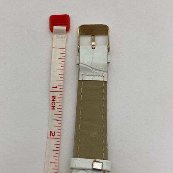 Cote d’ Azur Women's White & Gold Faux Leather Band Rhinestone Quartz Wristwatch - Picture 9 of 11